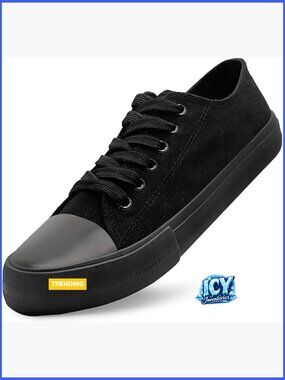 Low Top Lace Up Canvas Fashion Sneakers - Comfortable Lightweight Classic
